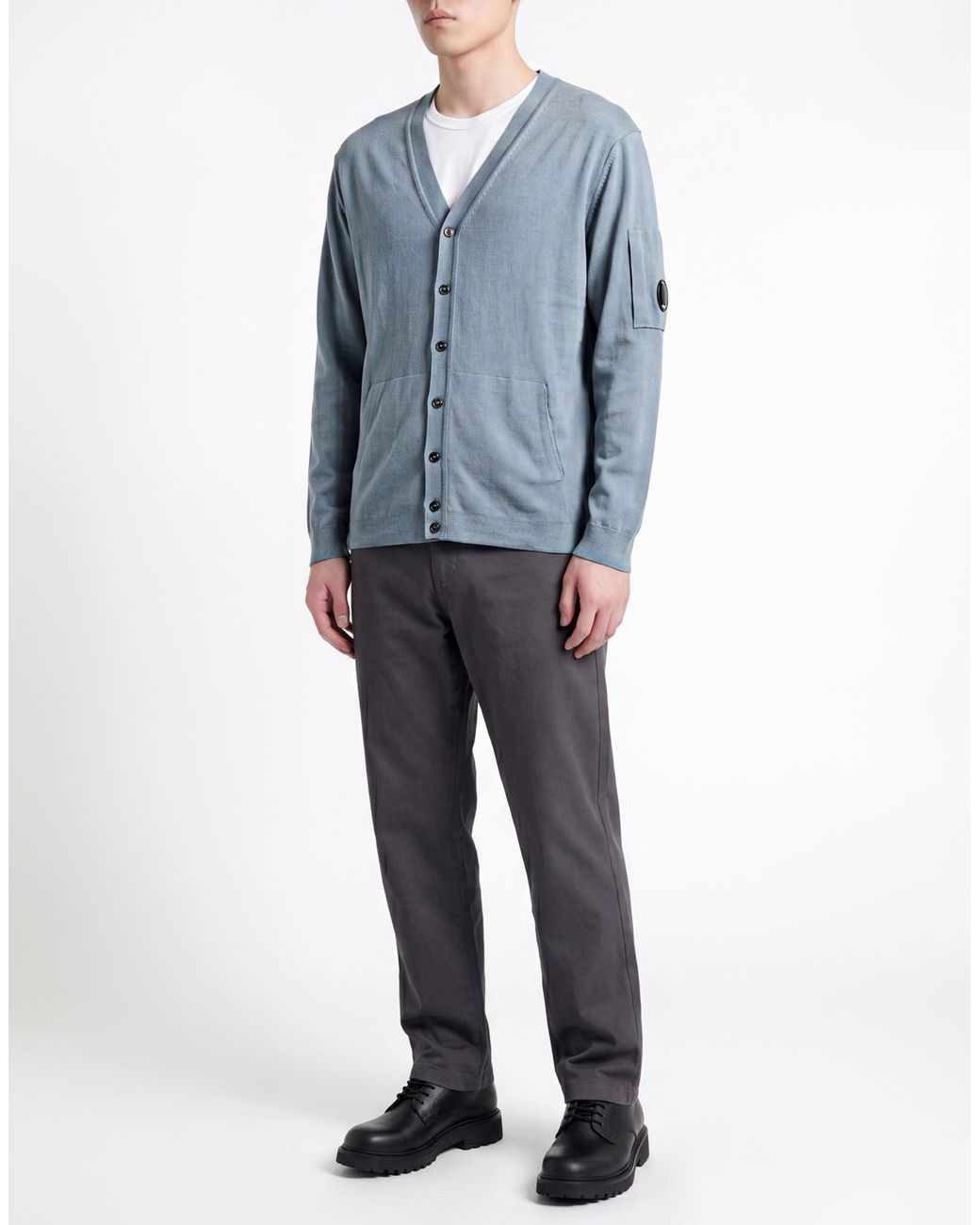 C P Company Blue Slate Cardigan Cotton for men