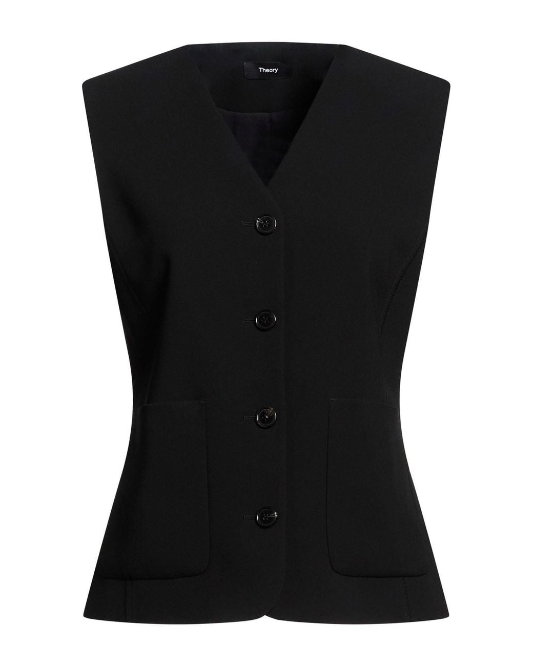 Theory Black Tailored Vest Triacetate, Polyester