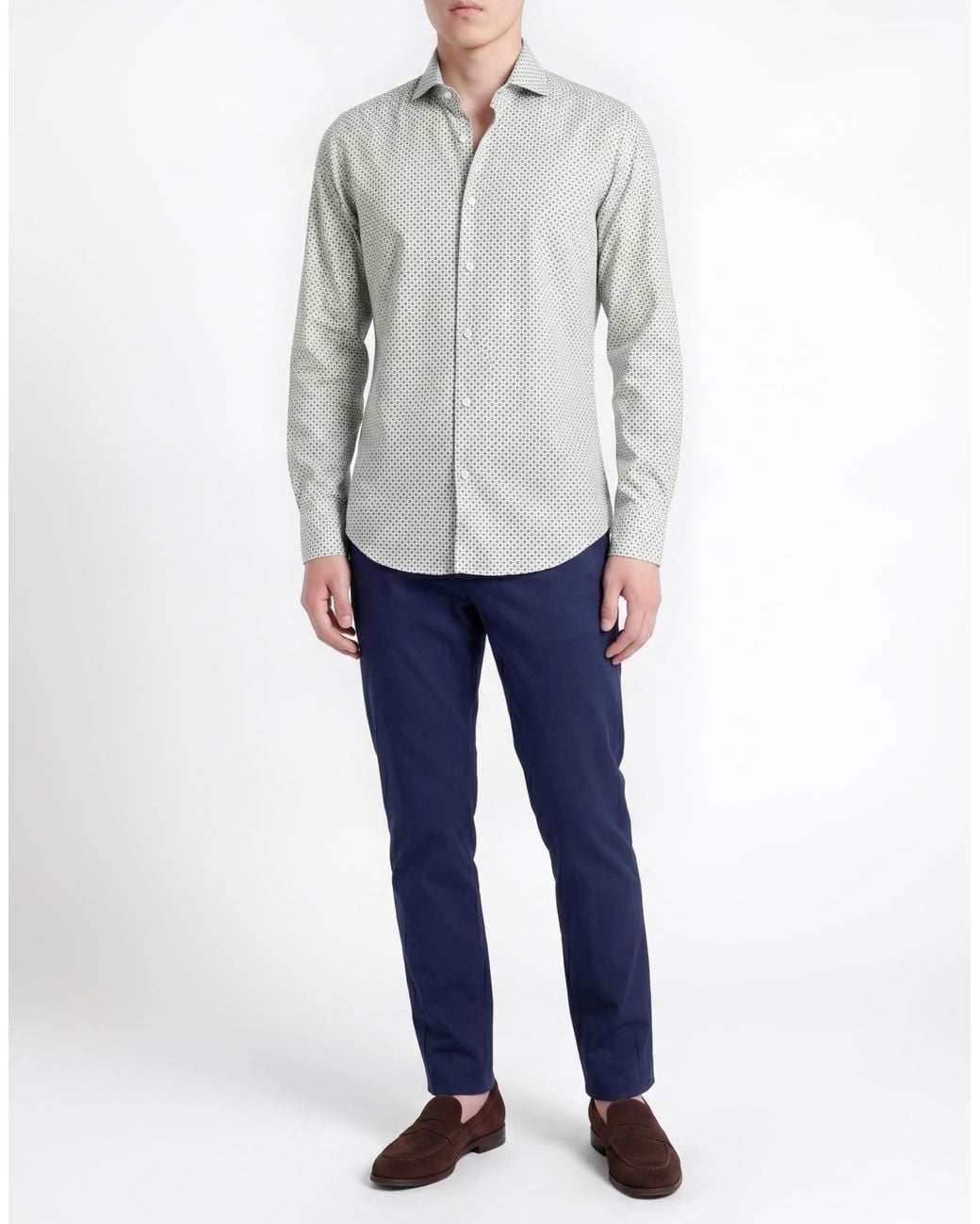 Ghirardelli Gray Shirt Cotton, Elastane for men