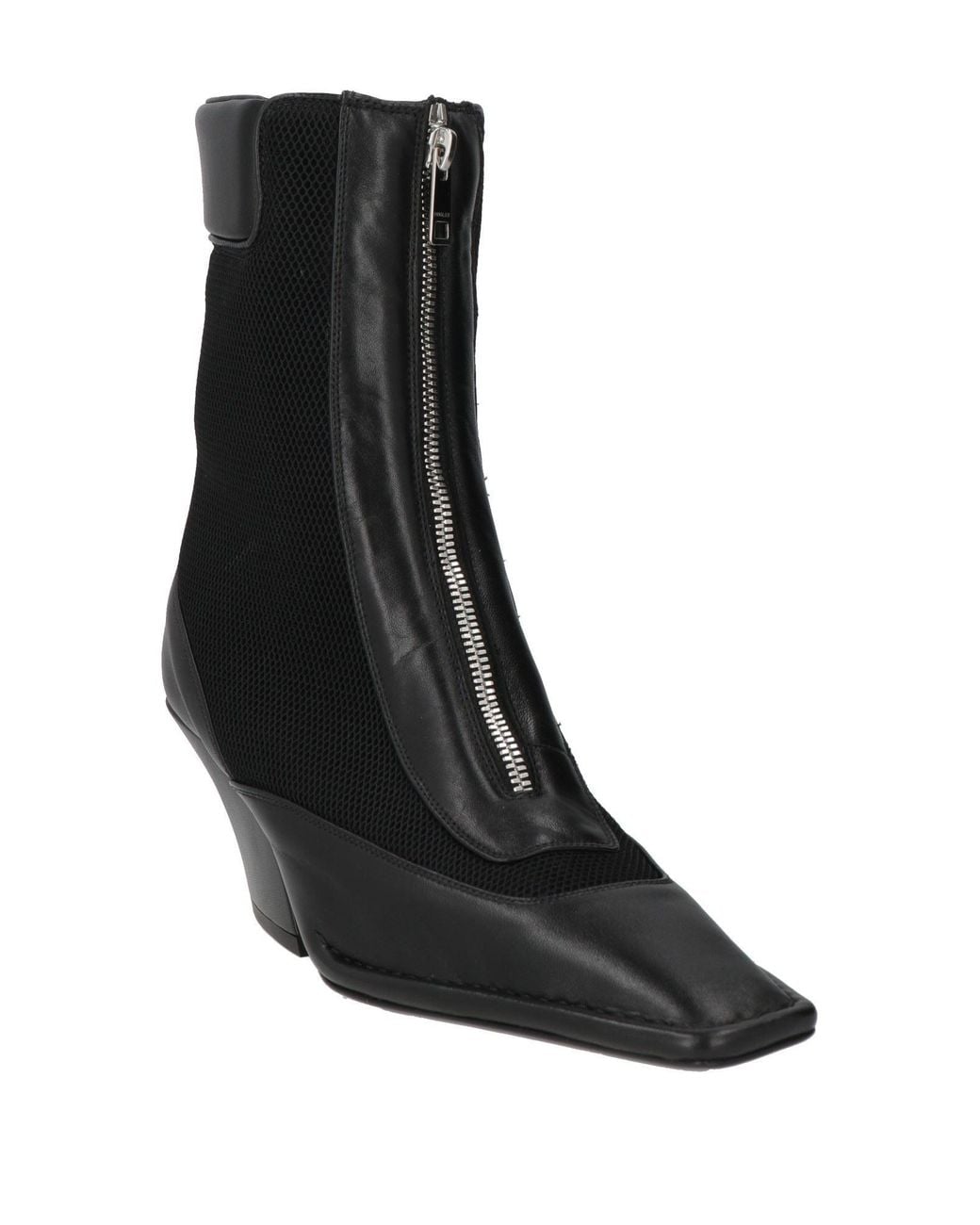 Mugler Black Ankle Boots Leather, Textile Fibers