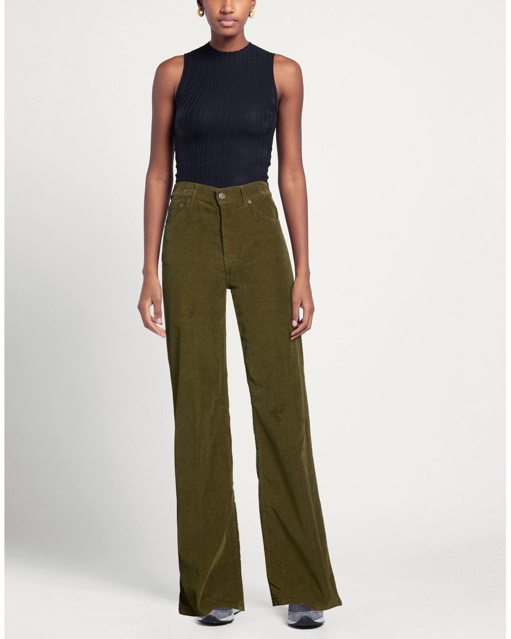 Dondup Green Pants Cotton, Lyocell, Elastane