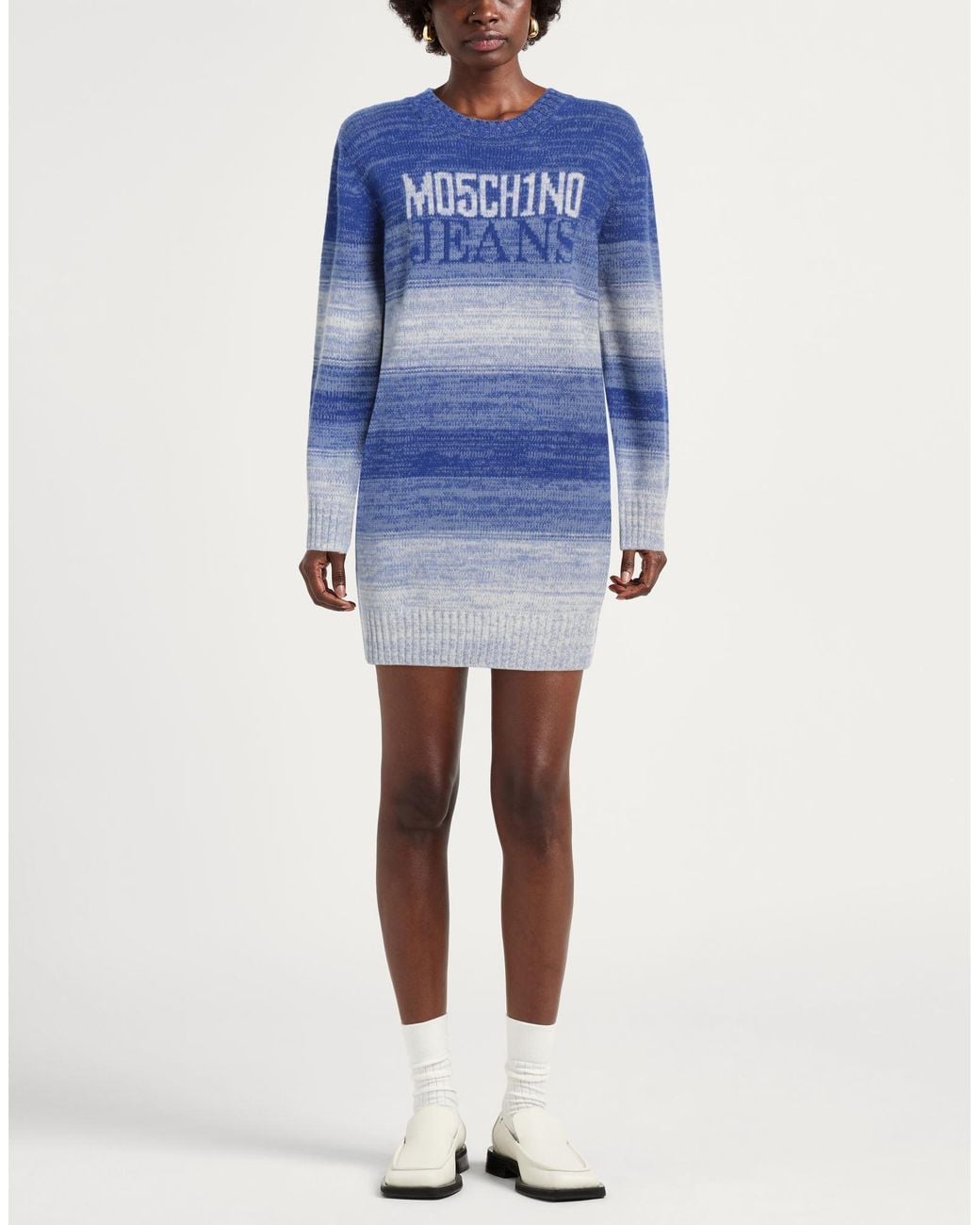 Moschino Blue Mini Dress Wool, Polyamide