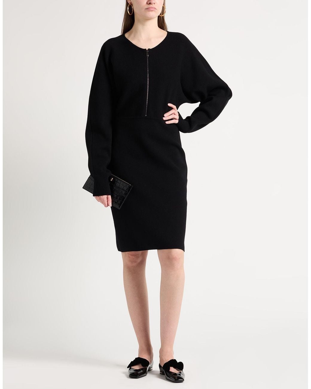 Max Mara Black Midi Dress Viscose, Polyamide, Wool