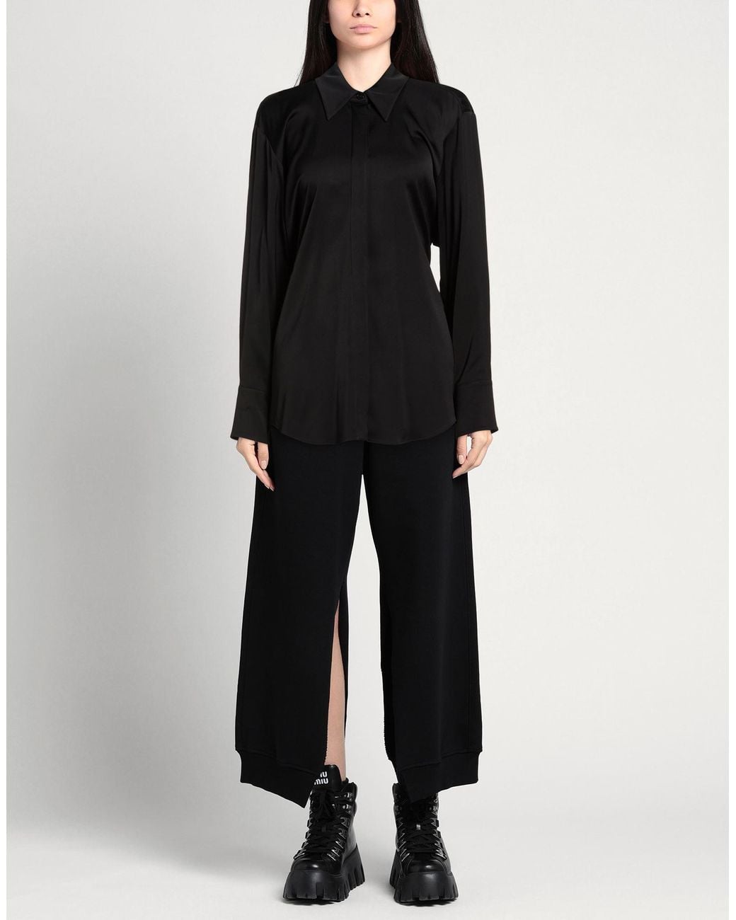 Another Tomorrow Black Shirt Cotton, Elastane