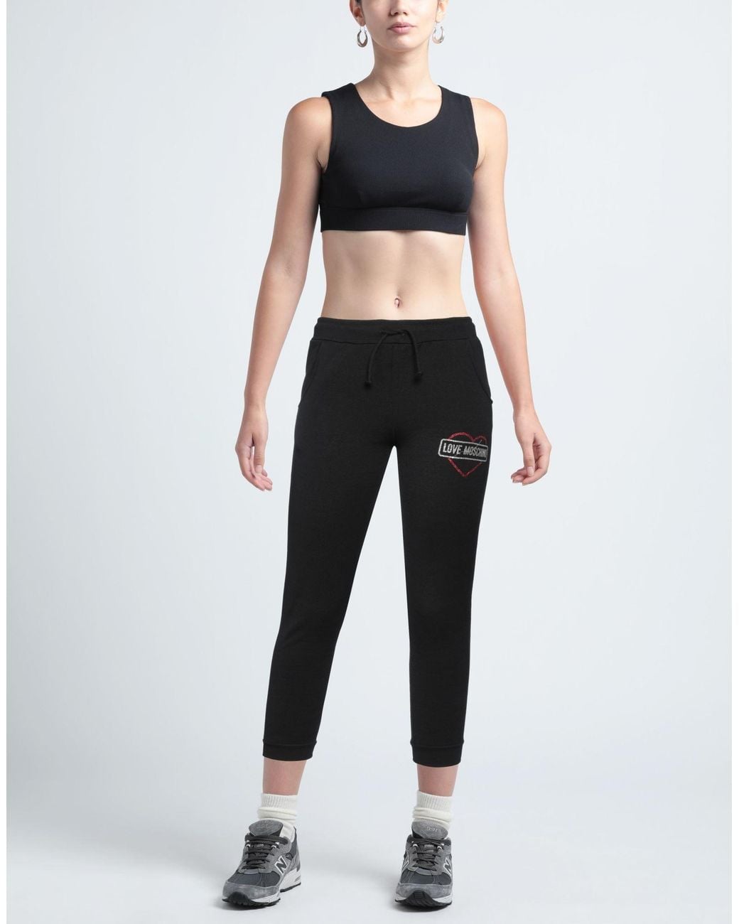 Love Moschino Black Pants Cotton, Elastane