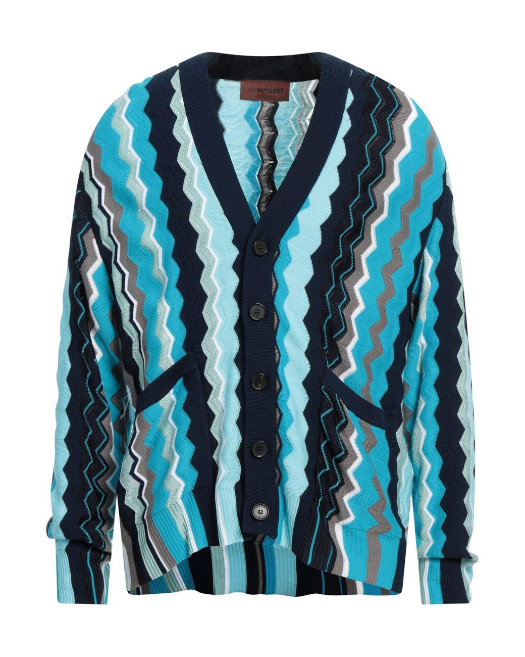 Missoni zig-zag knitted wool-blend cardigan - Blue