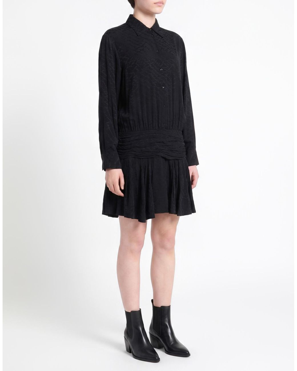 Pinko Black Mini Dress Acetate, Silk