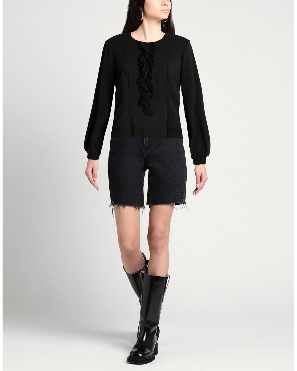 European Culture Black Sweatshirt Cotton, Viscose, Elastane