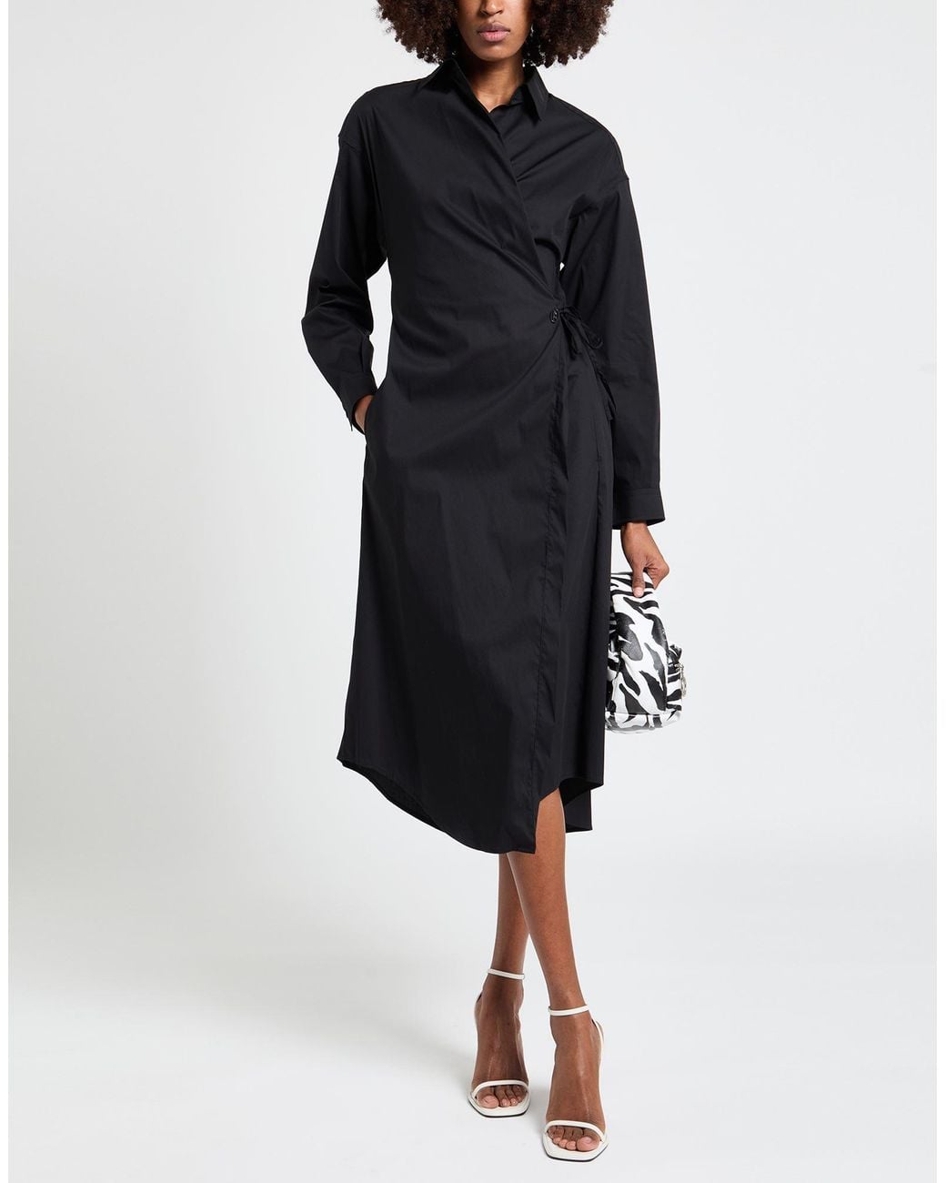 DIESEL Black Midi Dress Cotton, Polyamide, Elastane