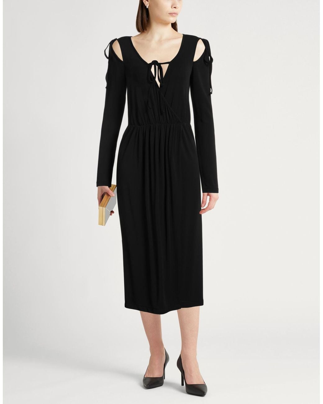 Erika Cavallini Semi Couture Black Midi Dress Acetate, Polyamide, Elastane