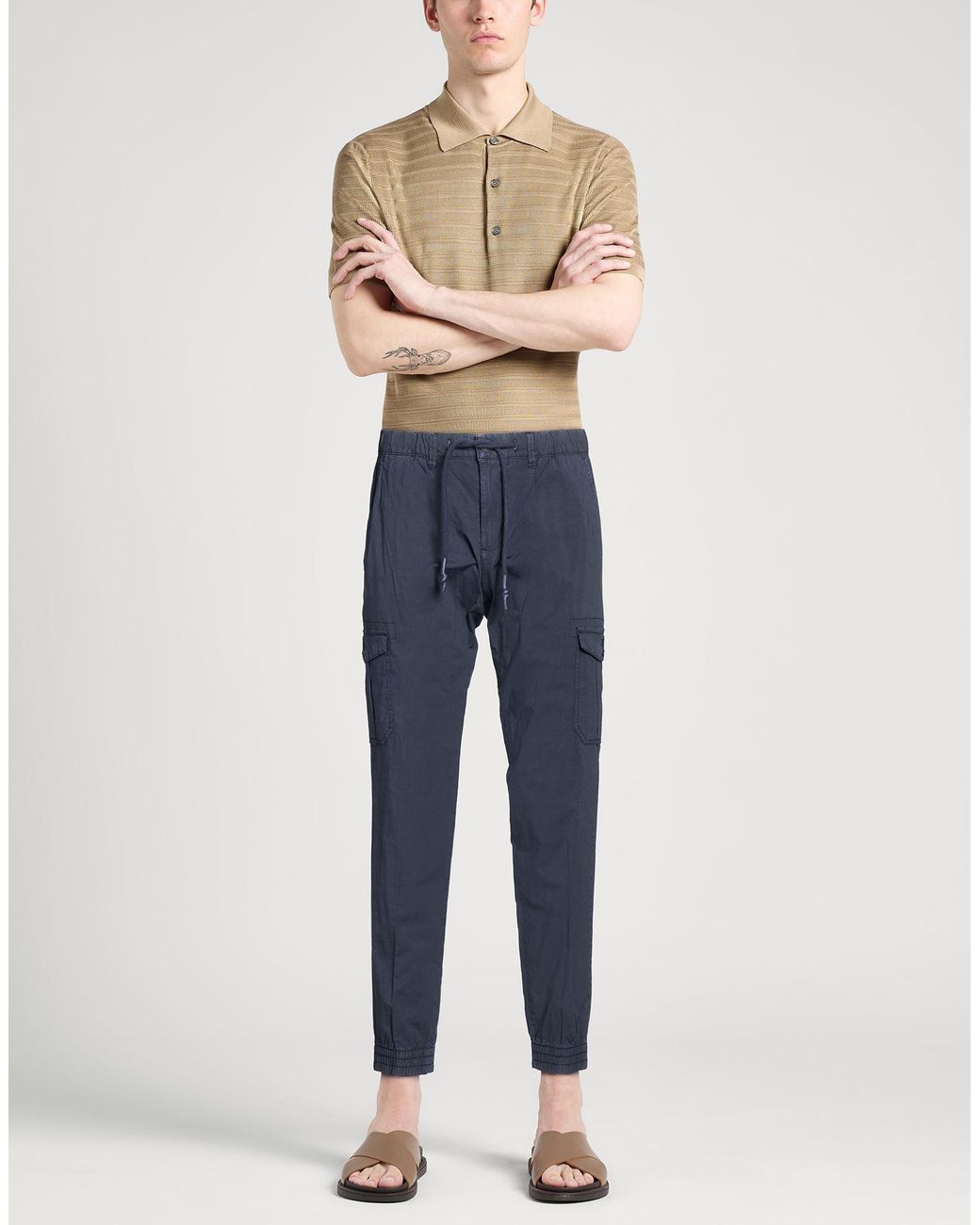 Yes Zee Blue Pants Cotton, Elastane for men