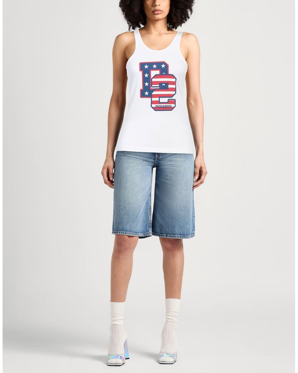 DSquared² White Logo-print Cotton Tank Top