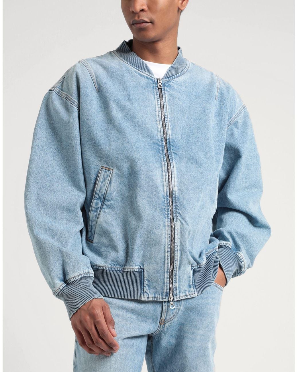 DIESEL Blue Denim Outerwear for men