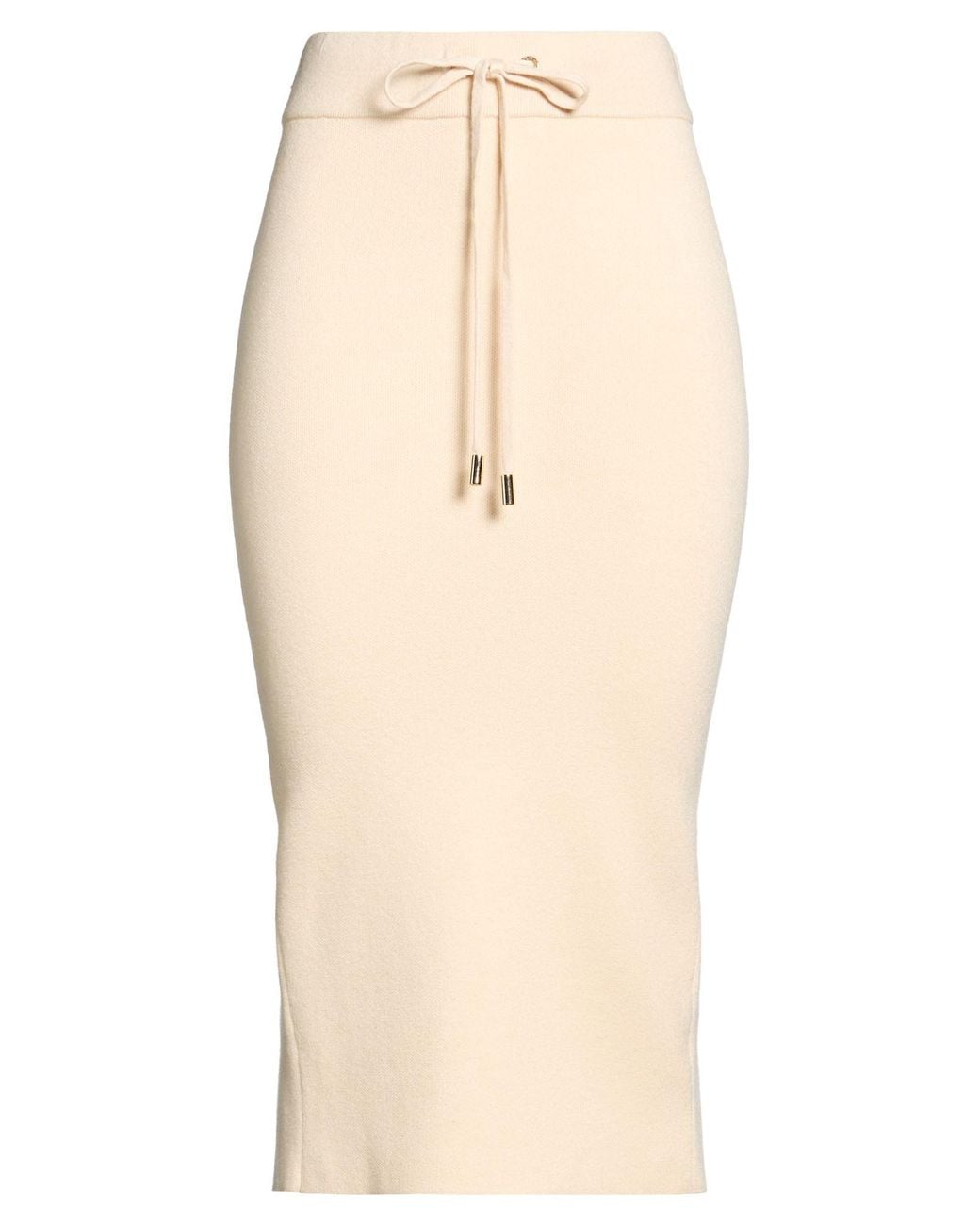 LANACAPRINA Natural Ivory Midi Skirt Viscose, Polyester, Nylon