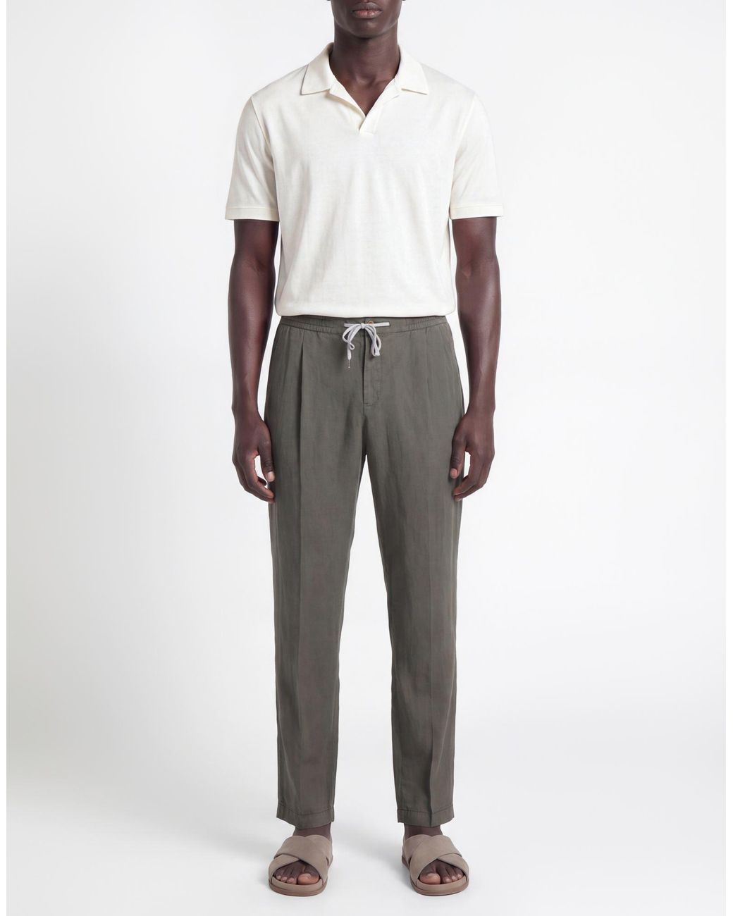 PT Torino Gray Pants Lyocell, Linen, Cotton for men