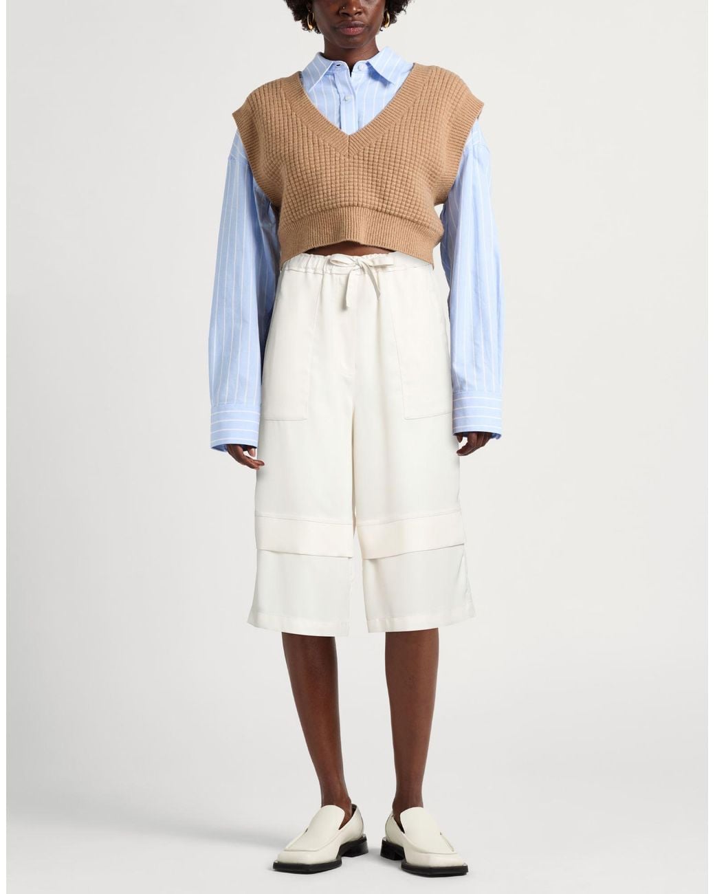 Pinko White Ivory Shorts & Bermuda Shorts Polyester