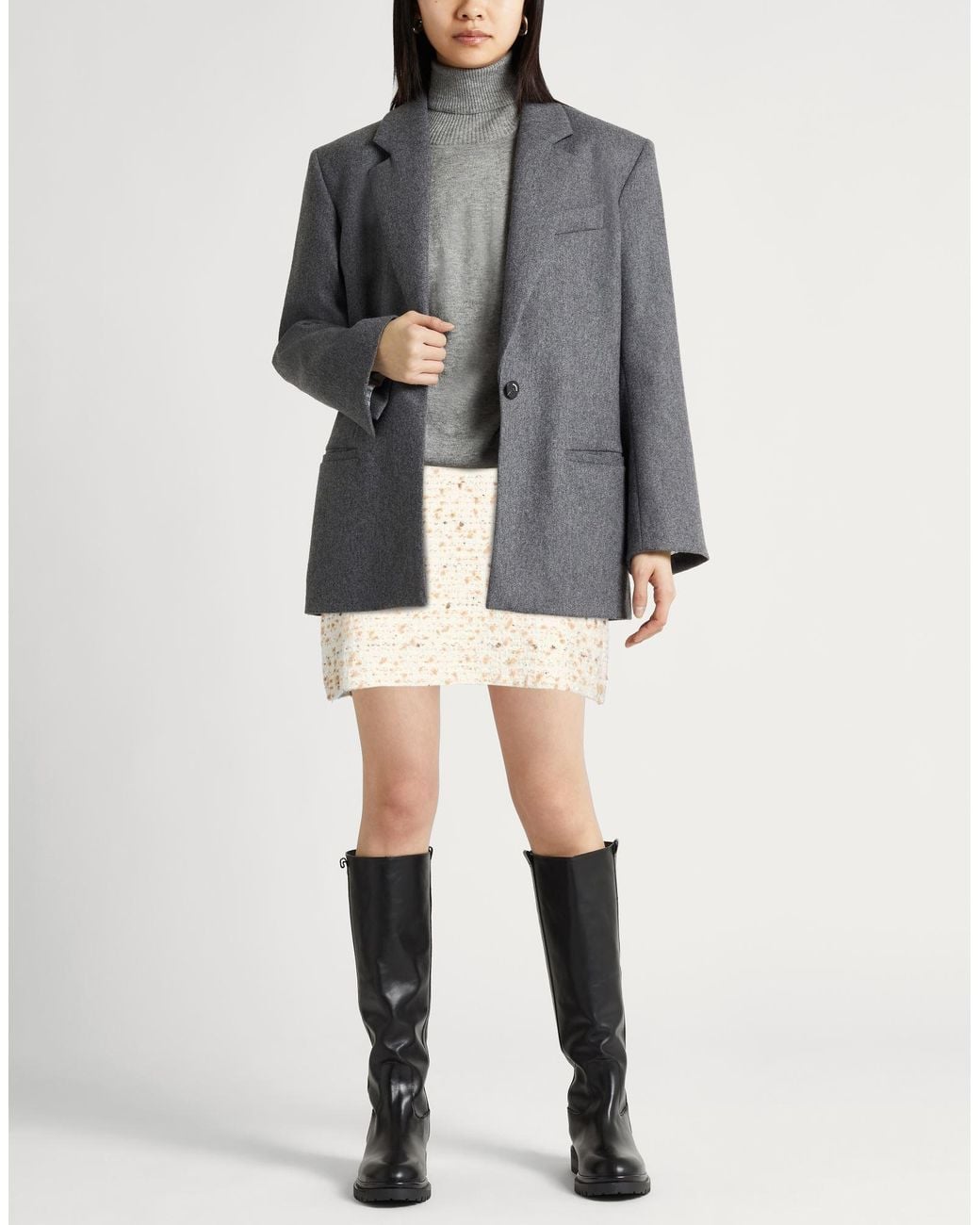 Fabiana Filippi Natural Mini Skirt Virgin Wool, Alpaca Wool, Polyamide, Silk, Cashmere