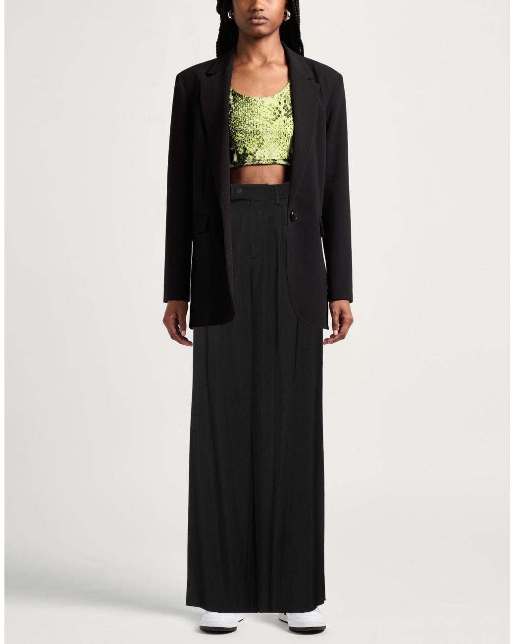 Amiri Black High-Waisted Viscose Wide-Leg Pants