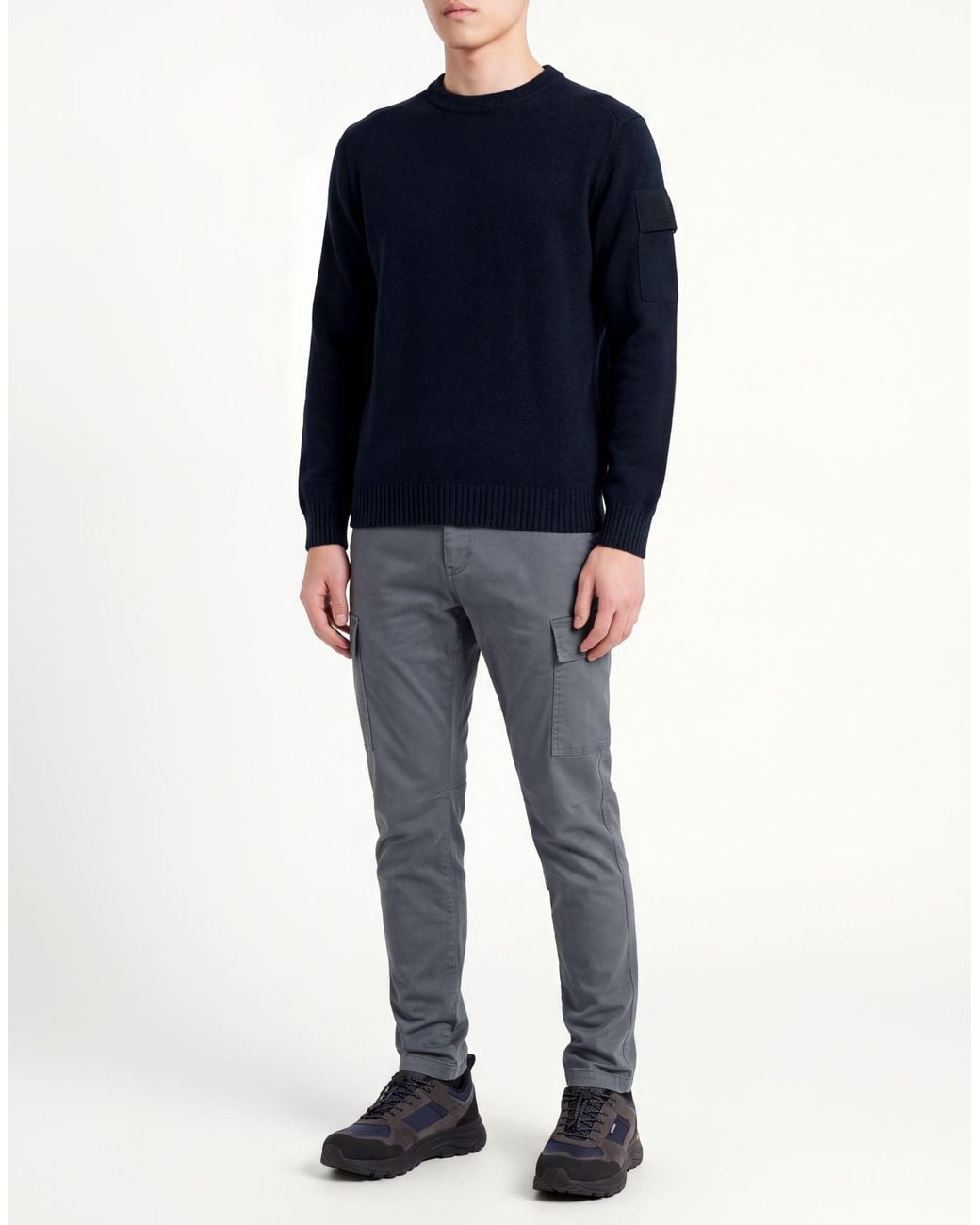 C P Company Blue Midnight Sweater Virgin Wool, Polyester for men