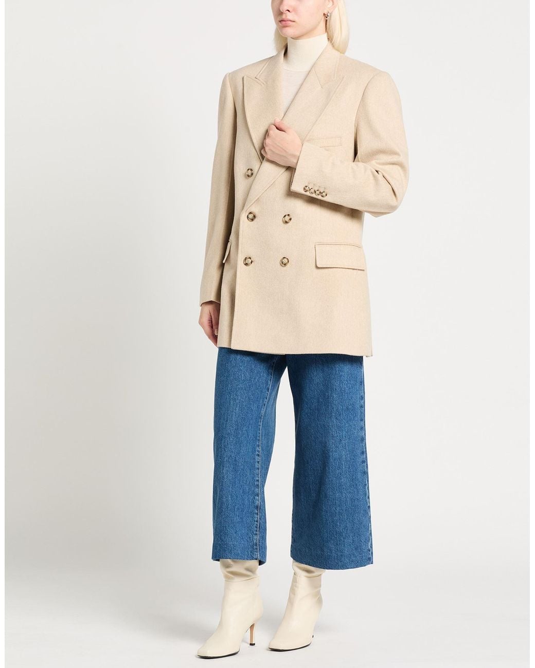 Victoria Beckham Natural Coat Virgin Wool, Cashmere