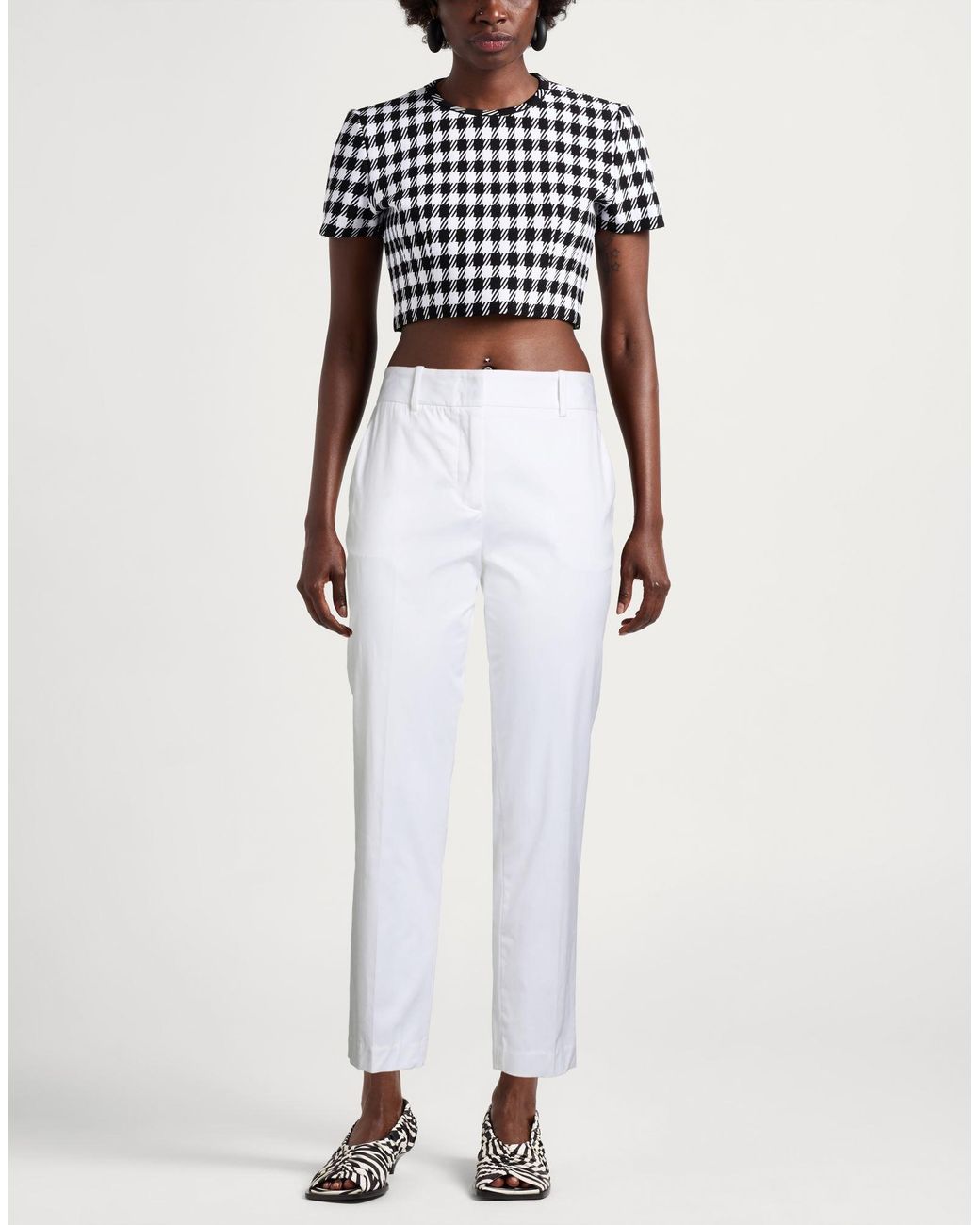 Eleventy White Pants Cotton, Lycra, Elastane