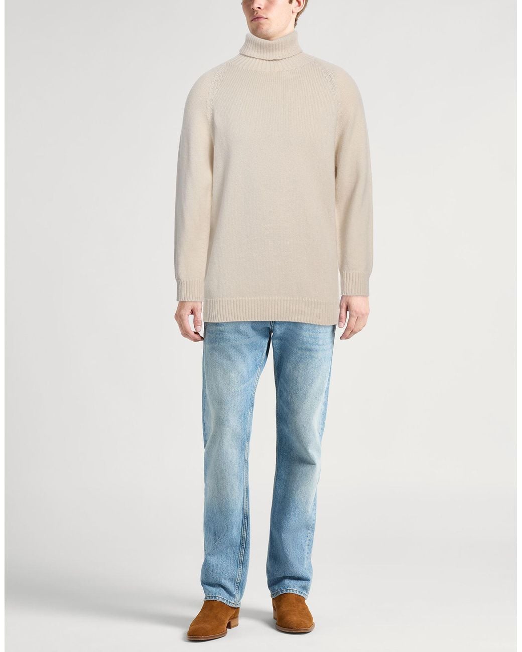 Lardini White Ivory Turtleneck Cashmere for men
