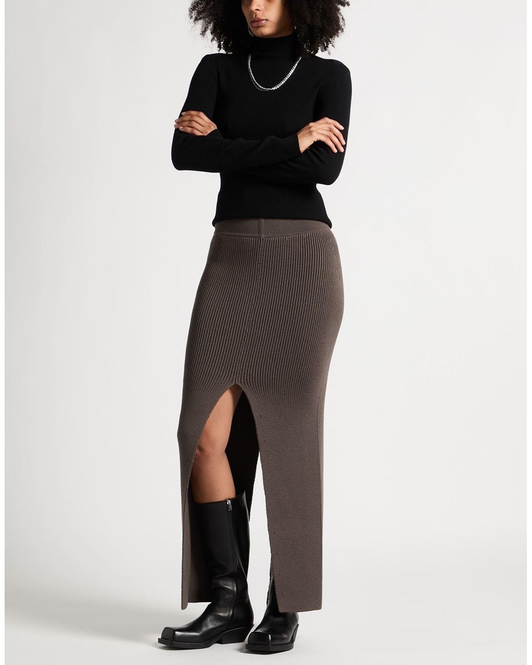 Rick Owens Gray Taupe Maxi Skirt Virgin Wool