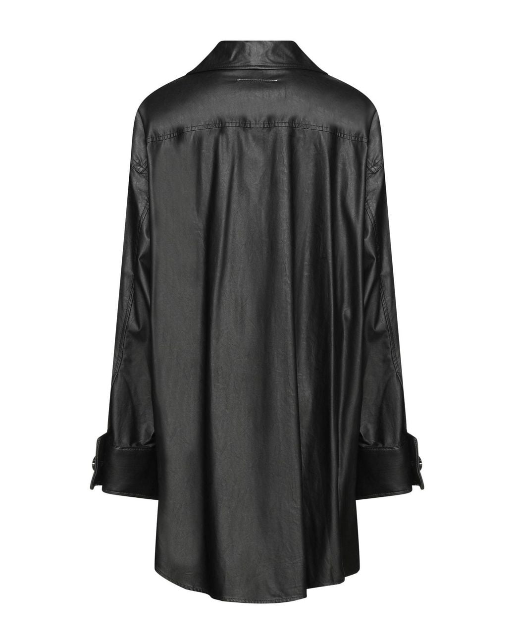 MM6 by Maison Margiela Black Overcoat & Trench Coat Polyurethane, Viscose