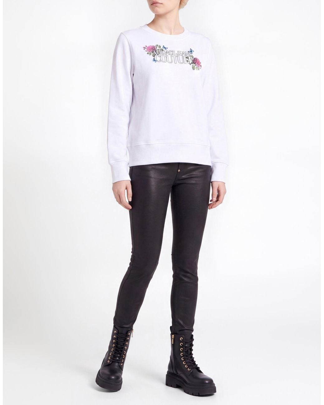 Versace Jeans Couture White Sweatshirt Cotton, Elastane
