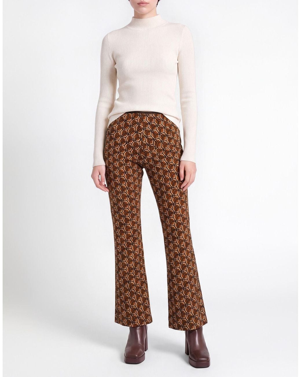 Siyu Brown Camel Pants Viscose, Elastane