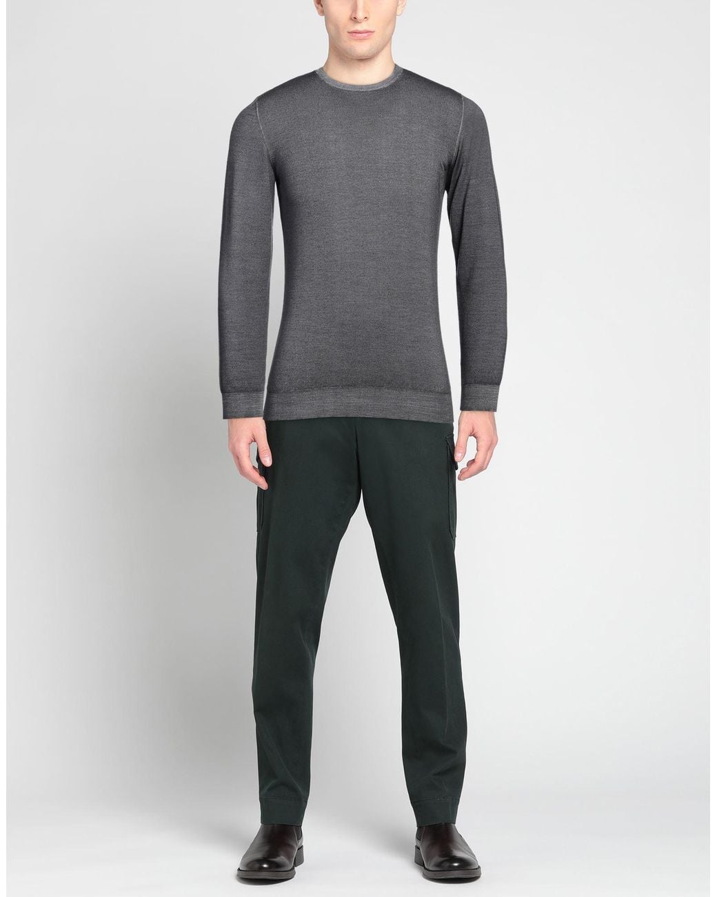Fedeli Gray Lead Sweater Super 140S Wool for men