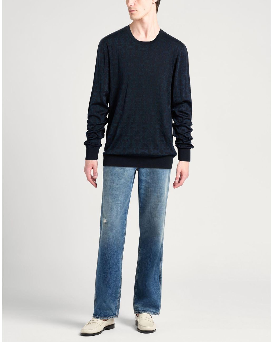 Ferragamo Blue Midnight Sweater Cotton, Silk for men