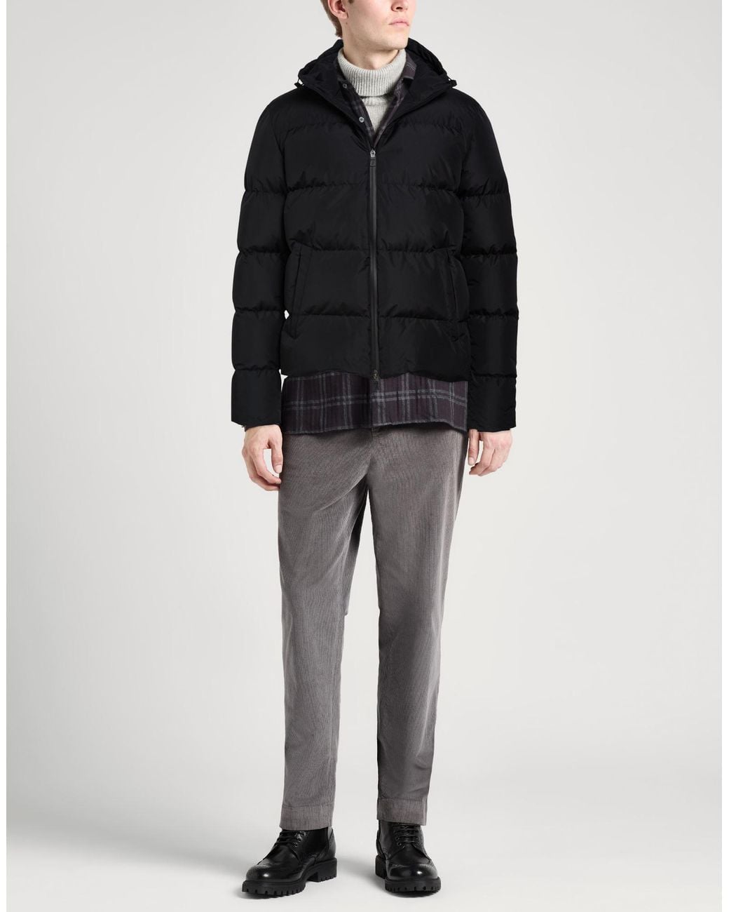 Herno Black Puffer Polyester, Polyurethane, Polyamide, Viscose, Elastane for men