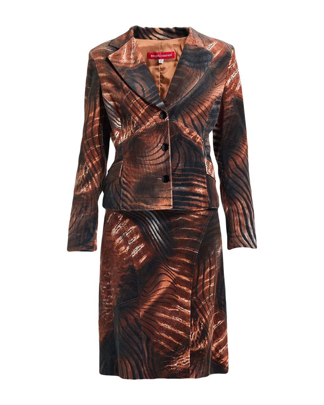 Angelo Marani Brown Suit Cotton, Elastane