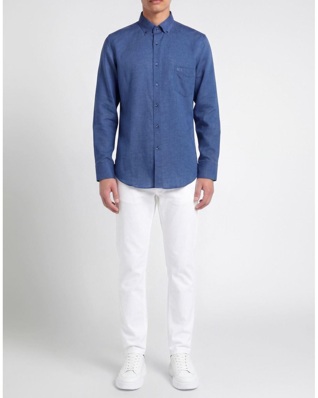 Ice Iceberg Blue Shirt Linen, Cotton for men