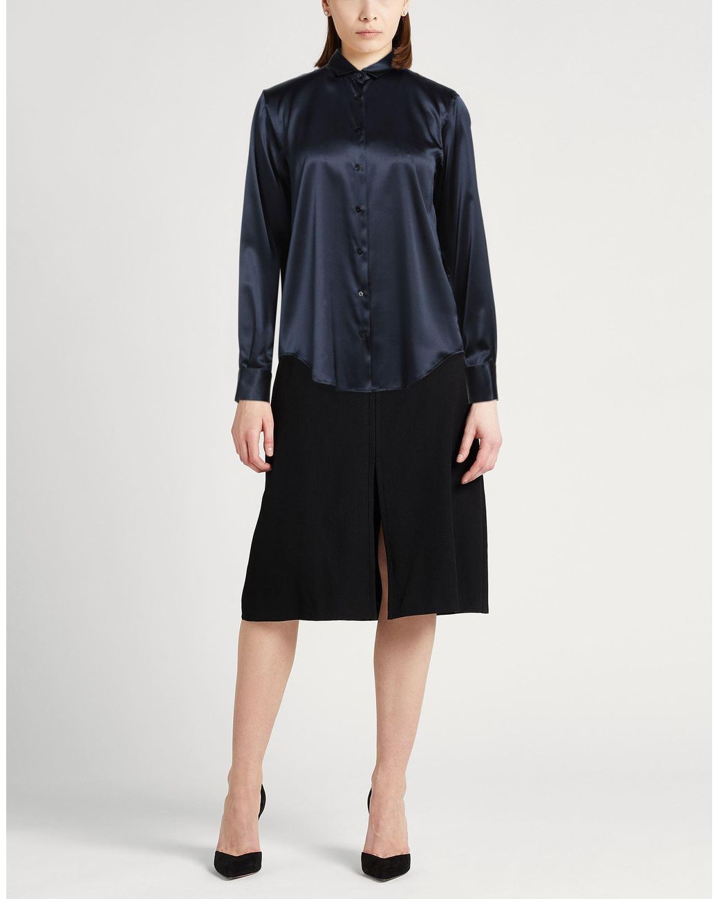 Xacus Blue Midnight Shirt Silk, Elastane