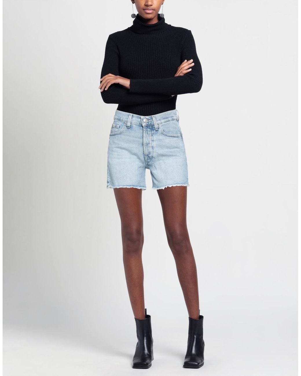 7 For All Mankind Blue Denim Shorts