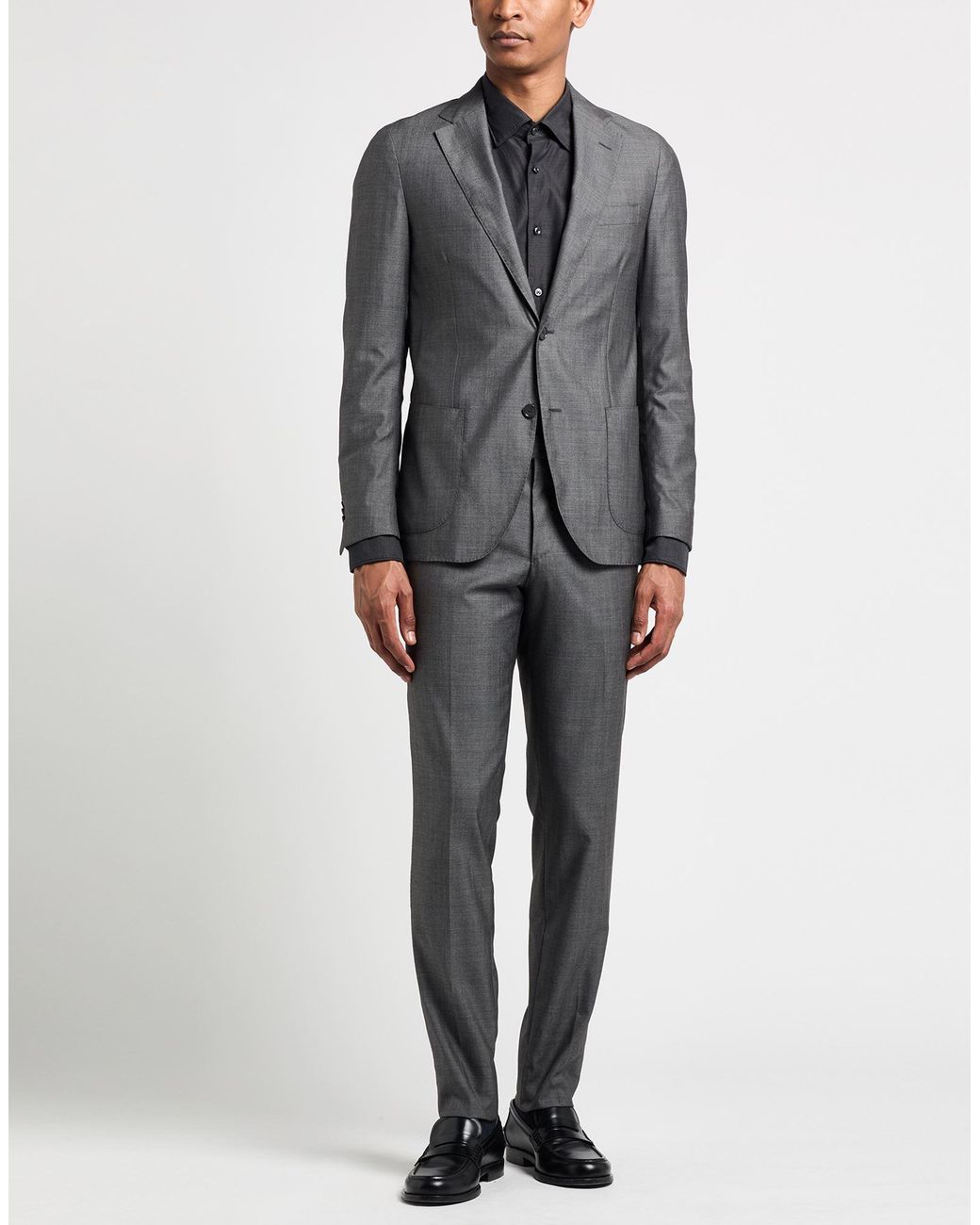 Lardini Gray Suit Wool, Silk for men