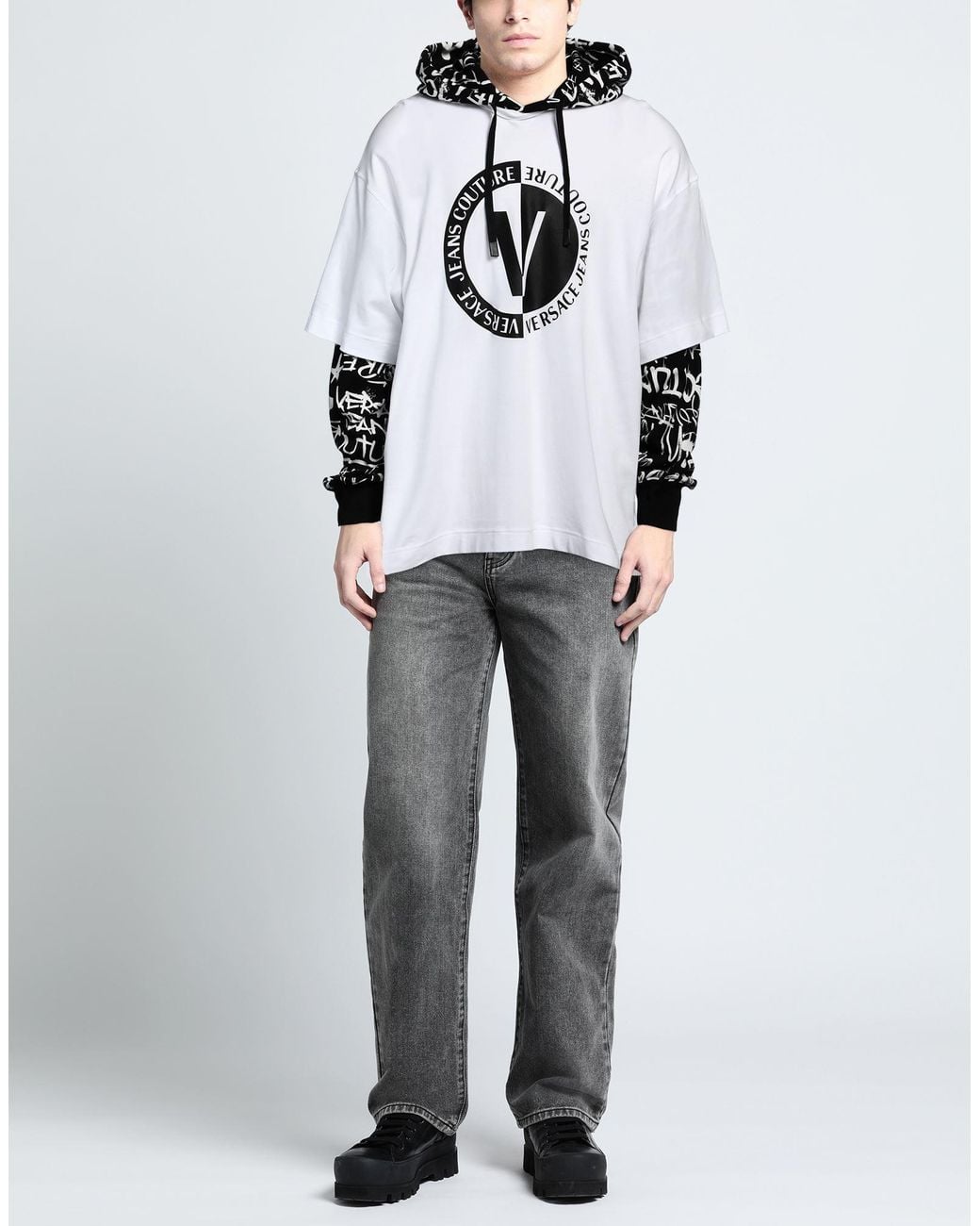 Versace Jeans Couture White Sweatshirt Cotton, Elastane for men