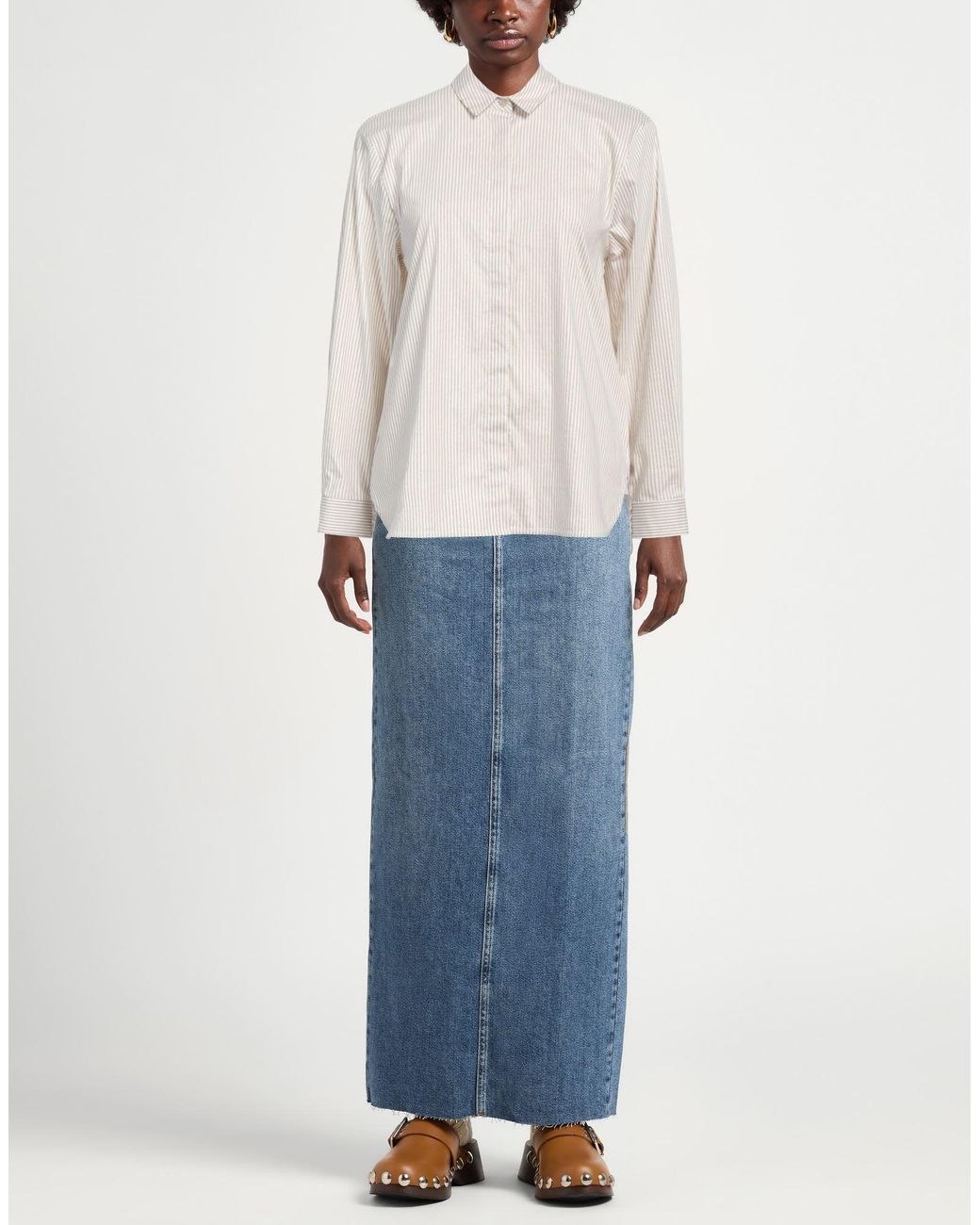 Peserico White Khaki Shirt Cotton, Polyamide, Elastane, Polyester