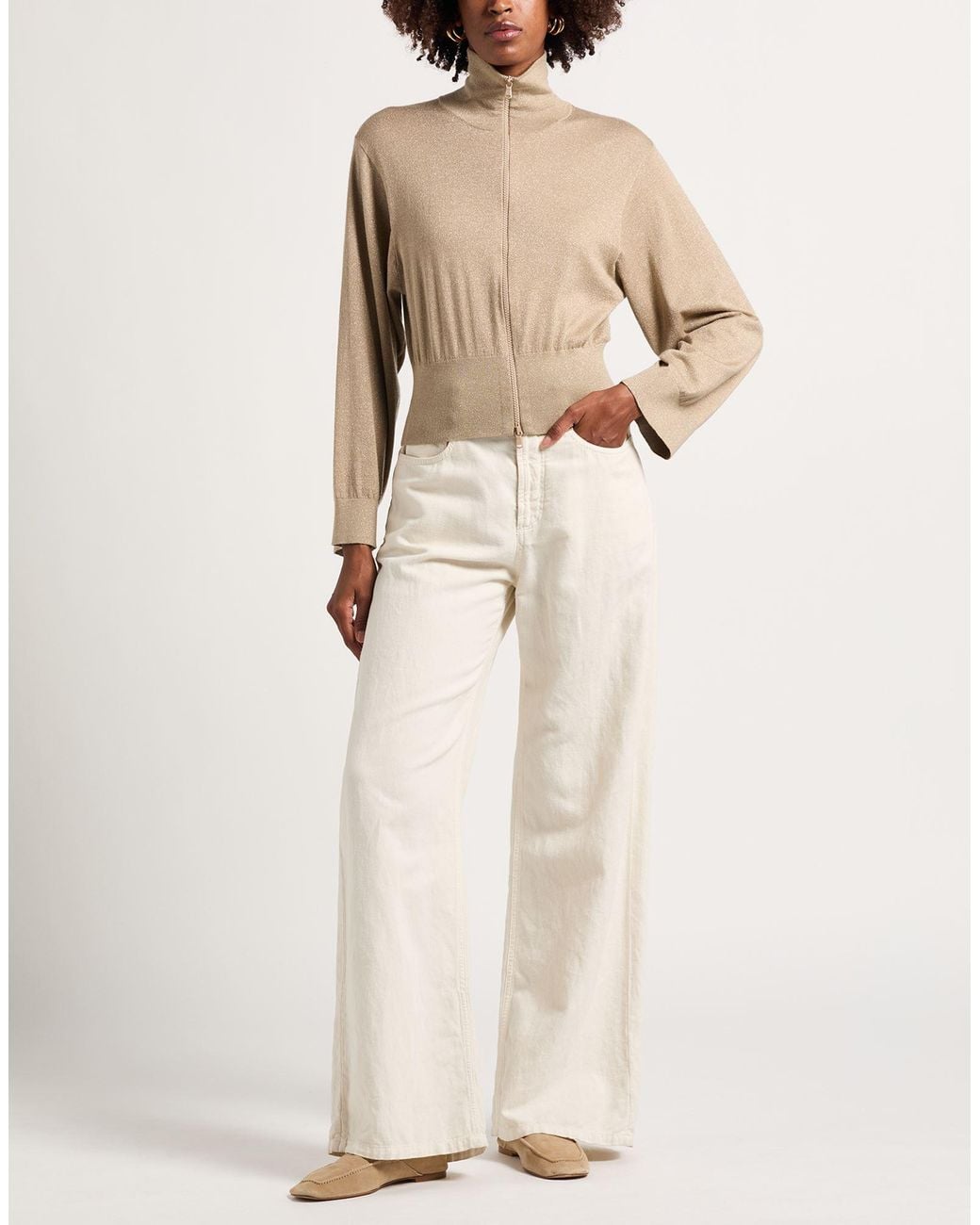Brunello Cucinelli Natural Cardigan Cashmere, Silk, Polyamide, Metallic Polyester