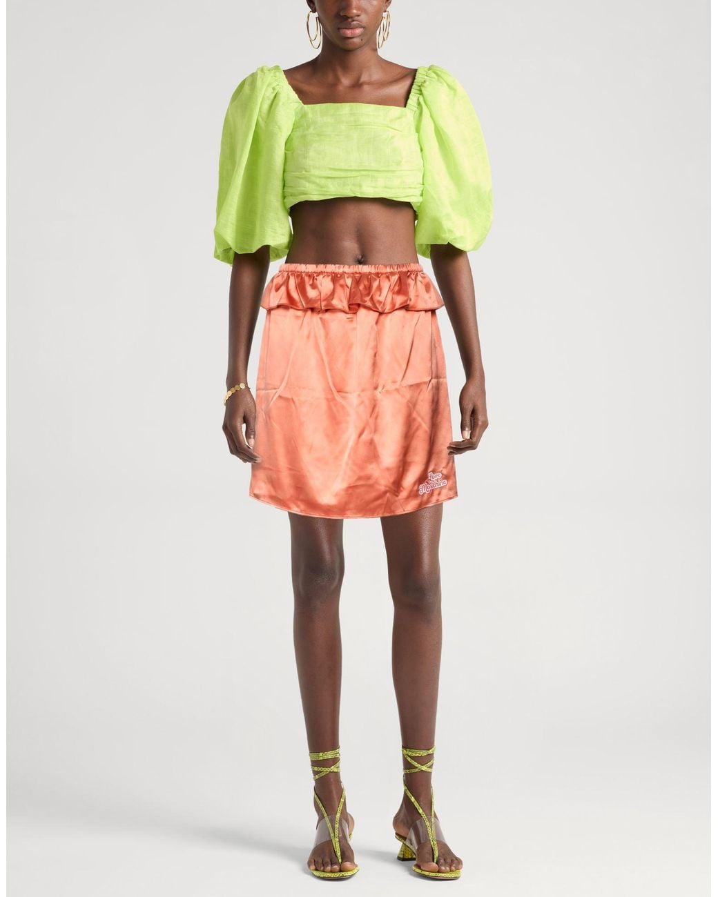 Love Moschino Orange Mini Skirt Polyester, Elastane