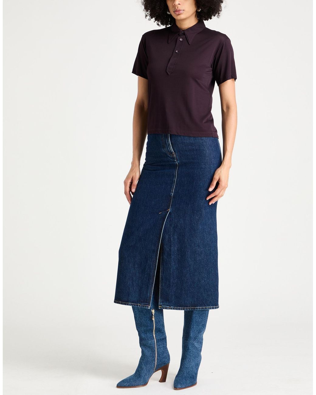 Maison Margiela Black Plum Polo Shirt Viscose, Elastane