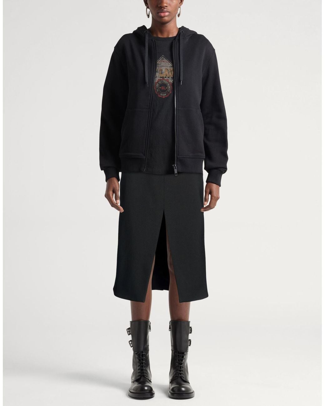 McQueen Black Midi Skirt Wool, Elastane