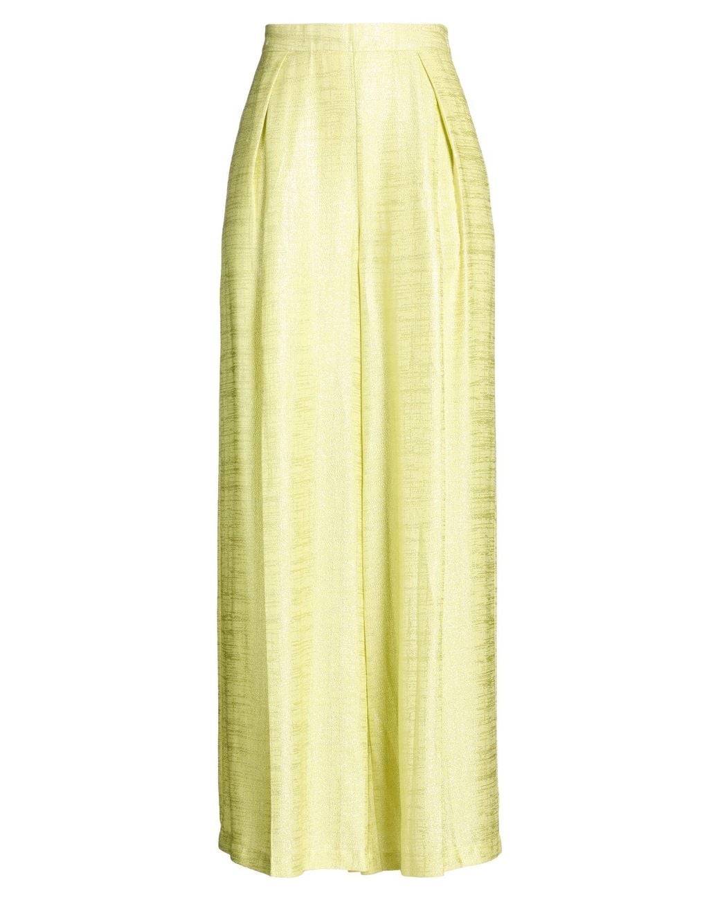 Erika Cavallini Semi Couture Yellow Lime Pants Viscose, Polyamide