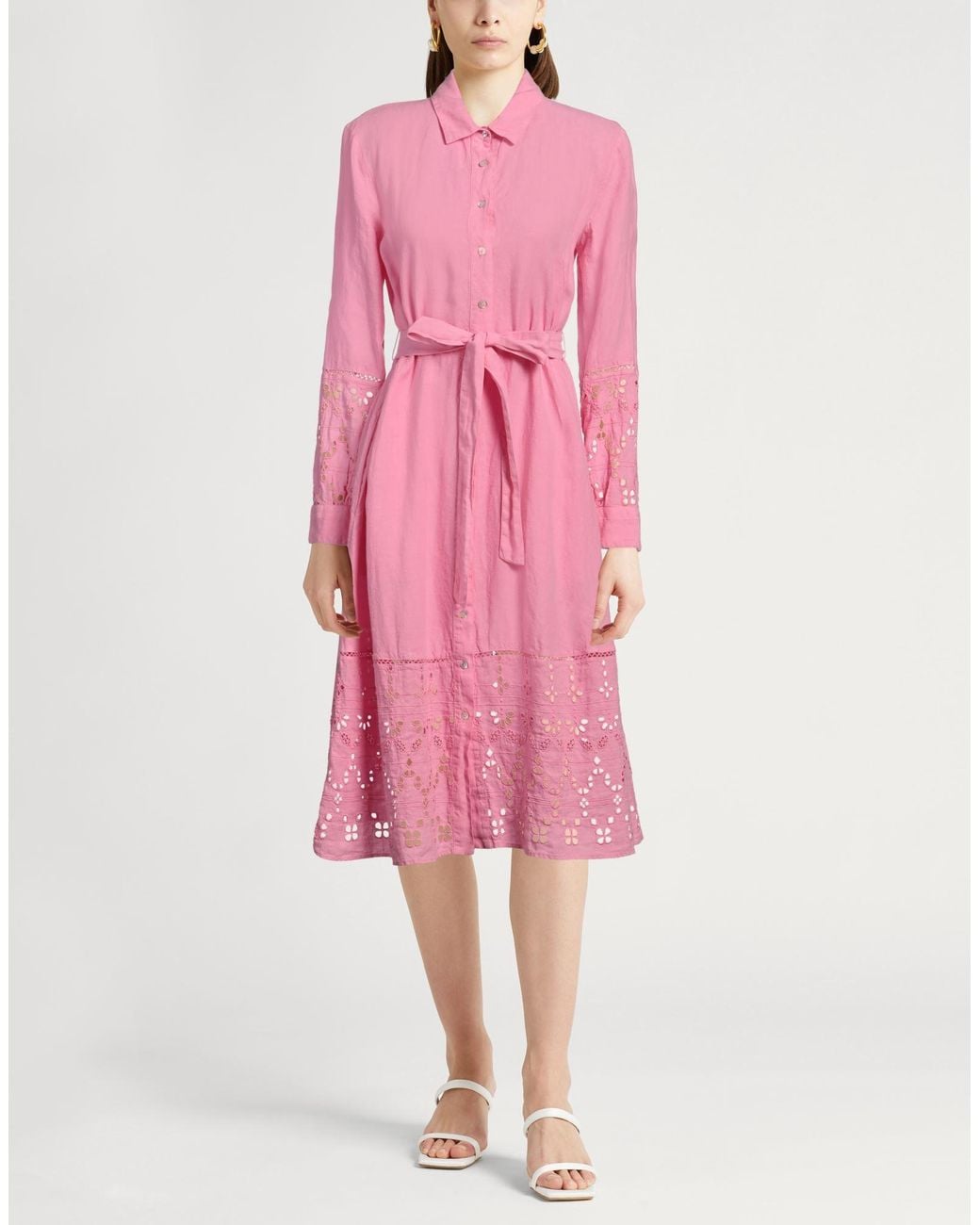 120% Lino Pink Midi Dress