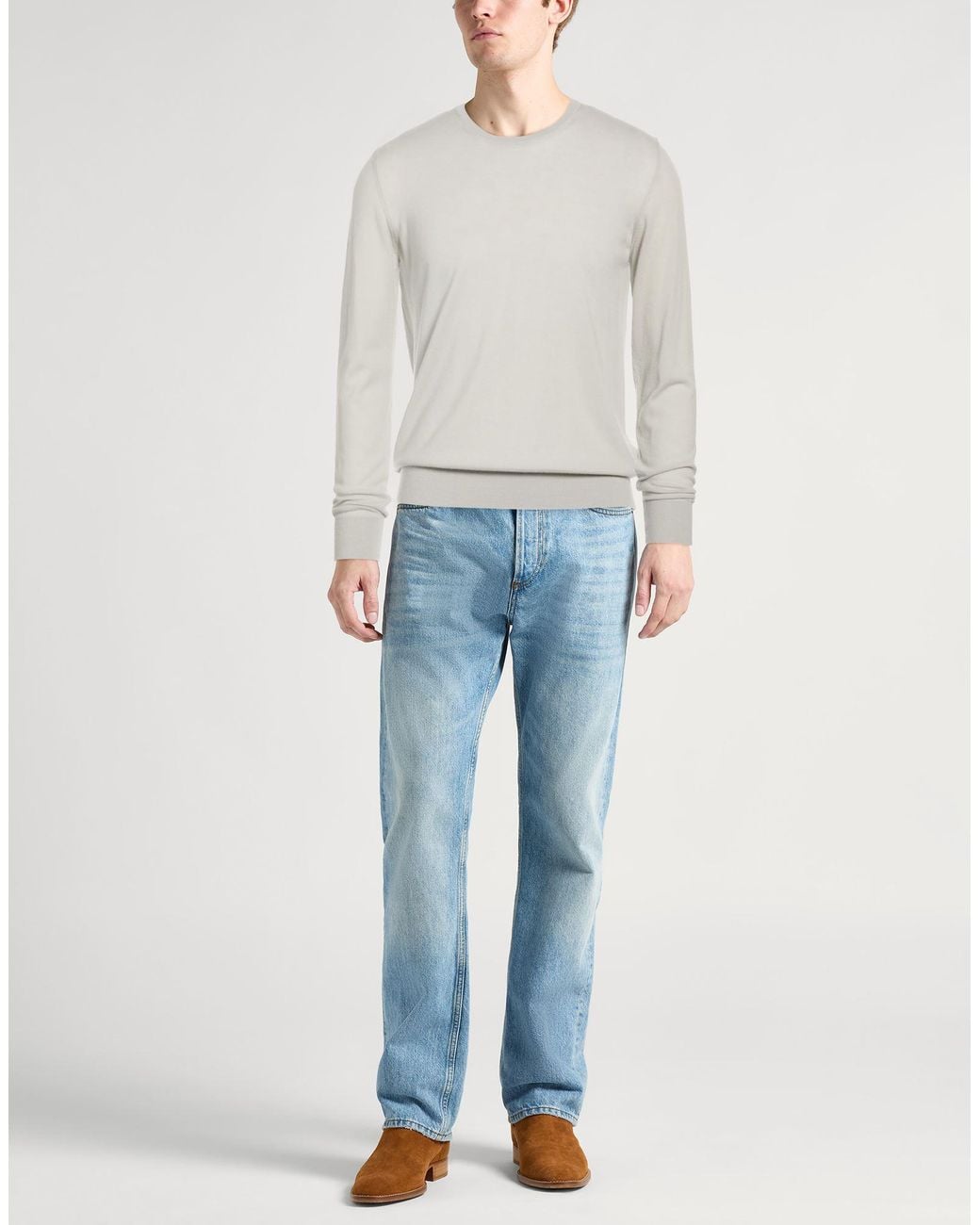Roberto Collina White Light Sweater Merino Wool for men
