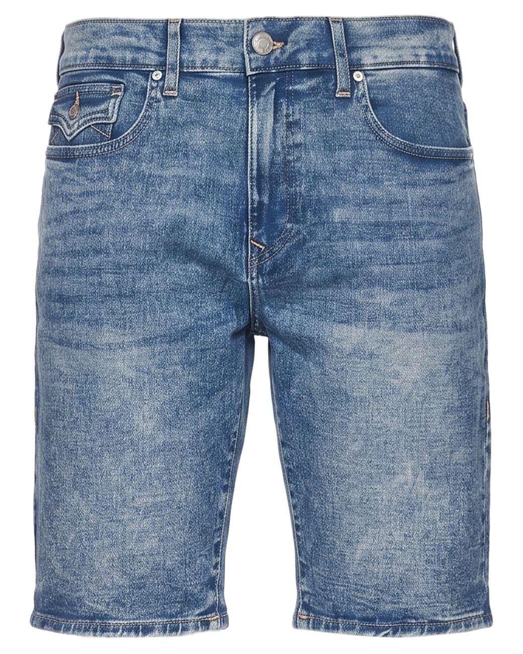 True Religion Blue Denim Shorts Cotton, Polyester, Viscose, Elastane for men