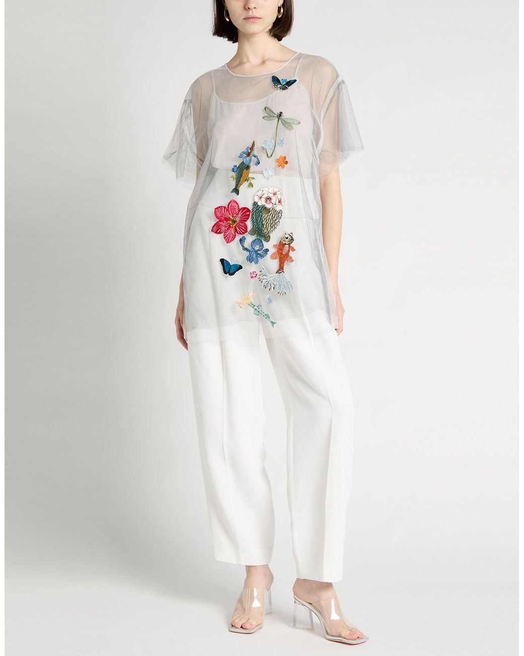 Vivetta White Embroidered Tulle Top