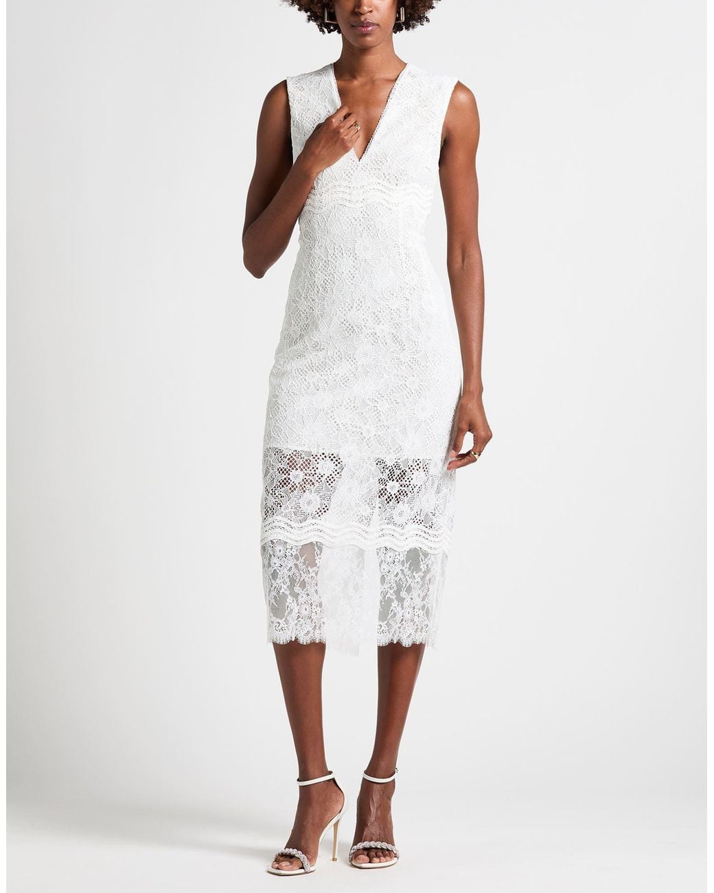 Pinko White Midi Dress Polyester